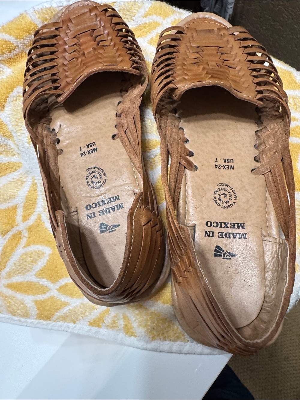 Handwoven Brown Leather Huarache Sandals - Made in Mexico